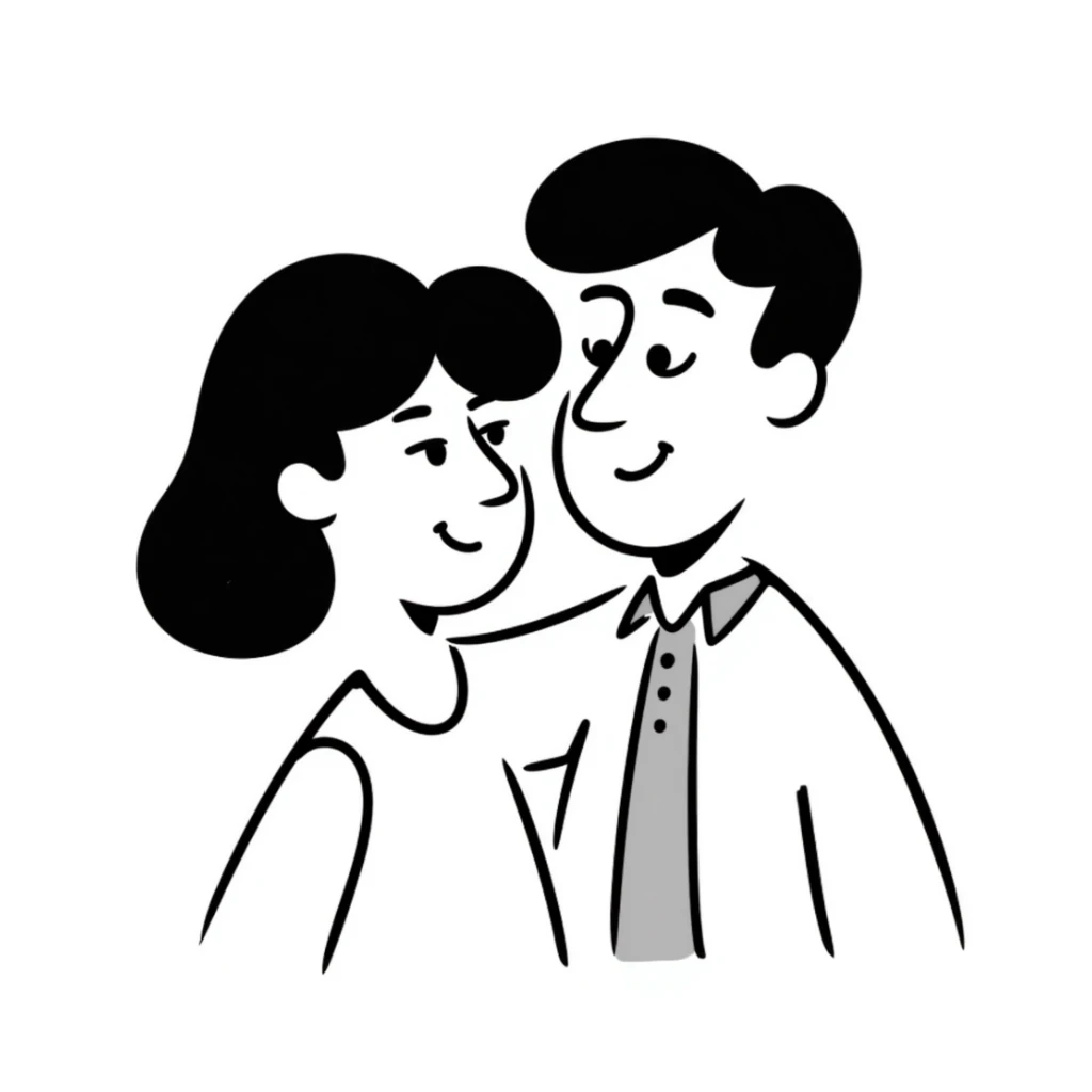 hand drawn doodle of two parents, no background sticker