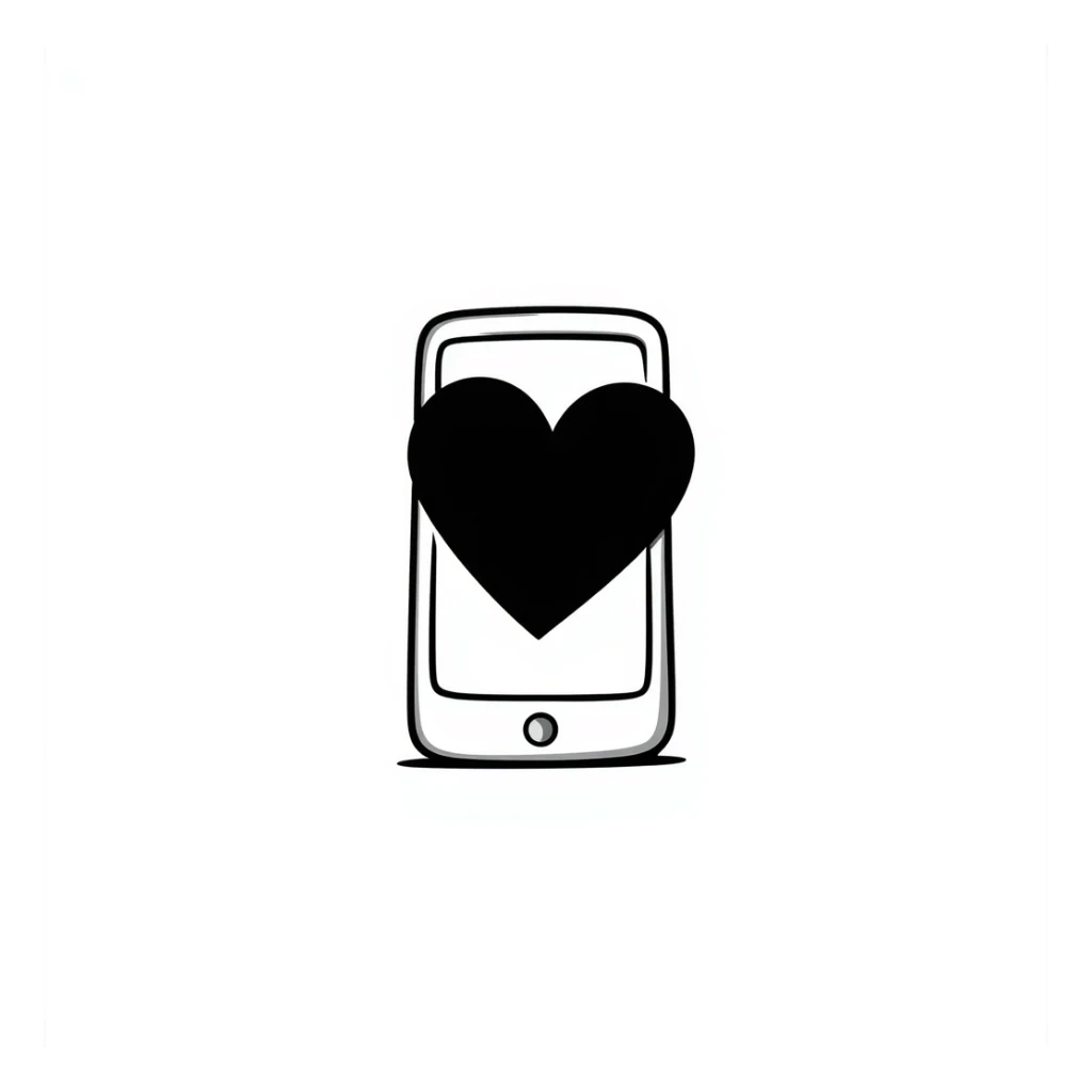 smartphone with a big heart sticker
