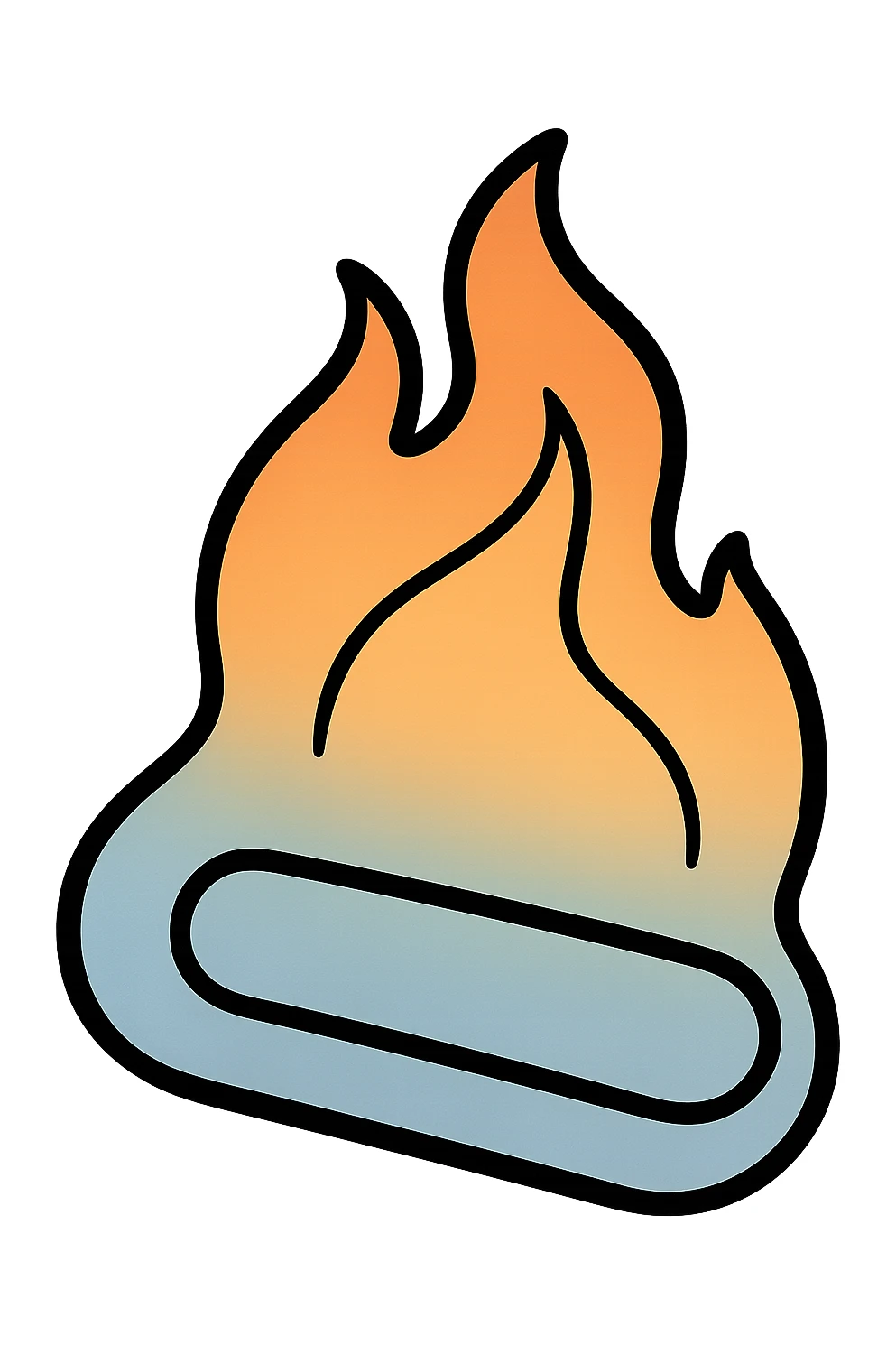 fire streak emoji, flat style, blue to orange gradient, no face, rounded edges, like a streak button, matching reference image sticker