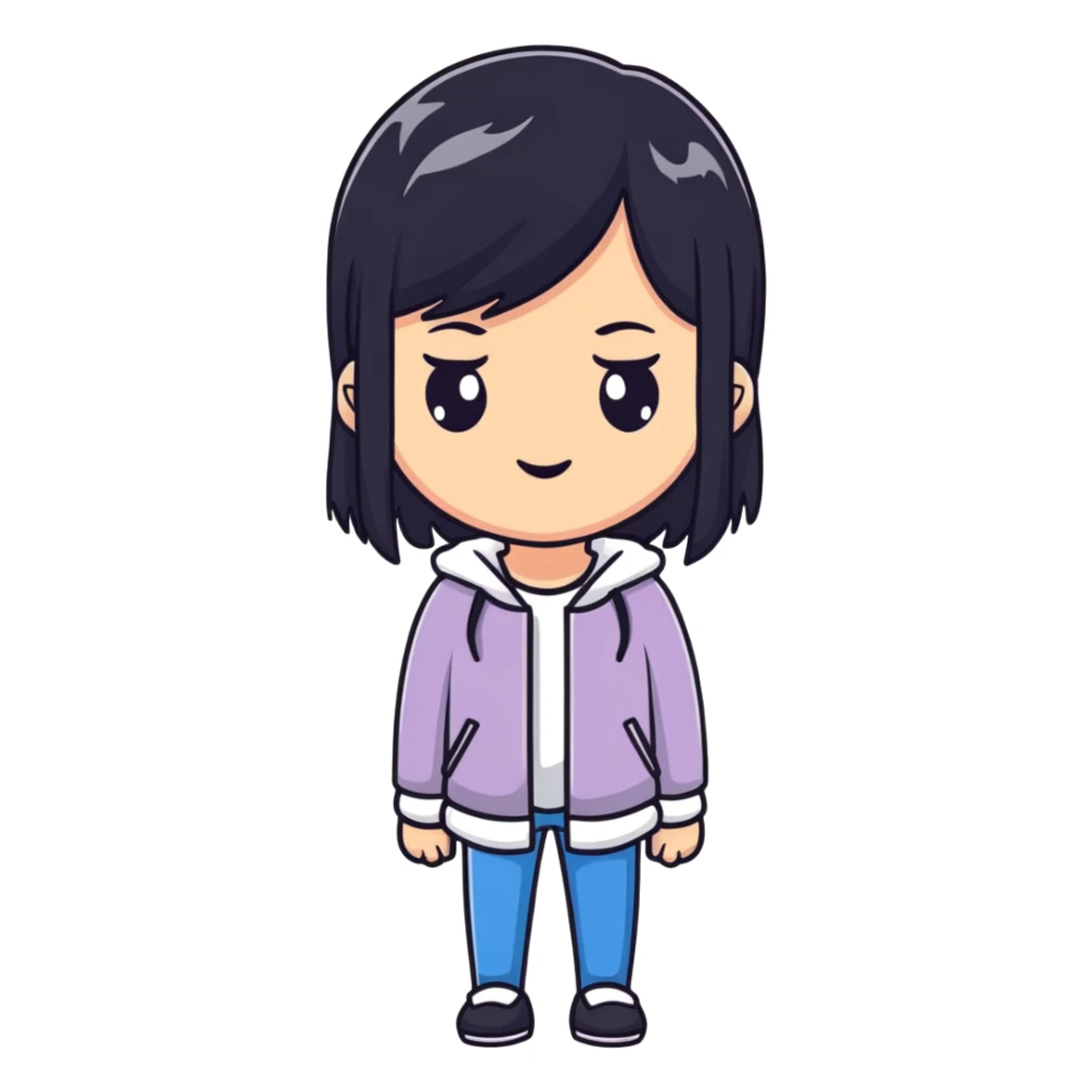 pretty girl with straight black hair sticker