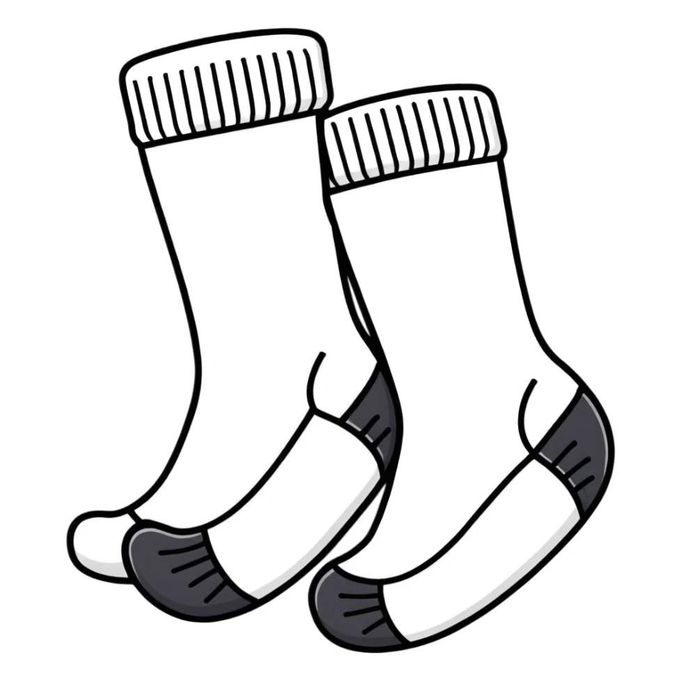 white cotton sock seen from underneath showing detailed sole texture sticker