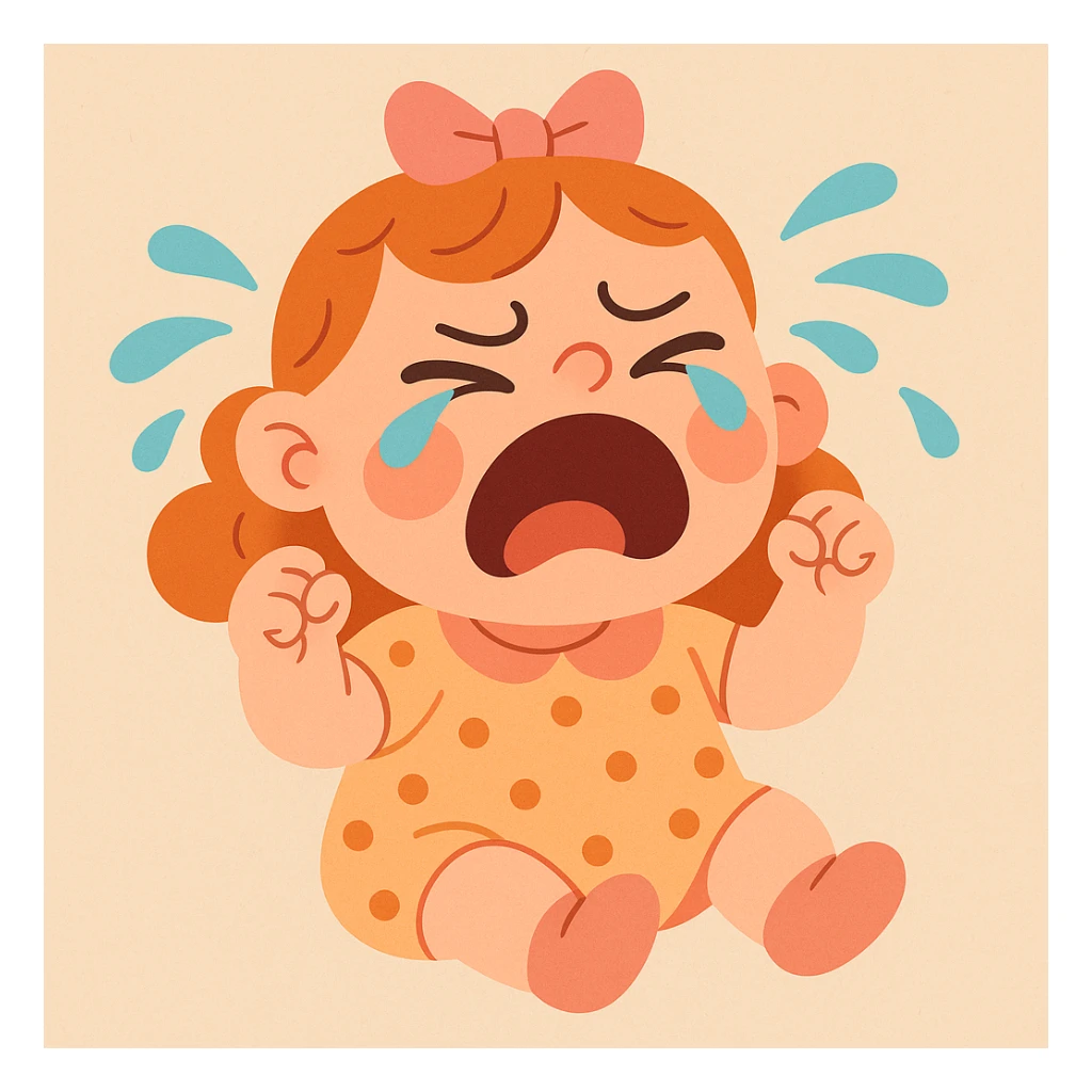 crying baby girl sticker