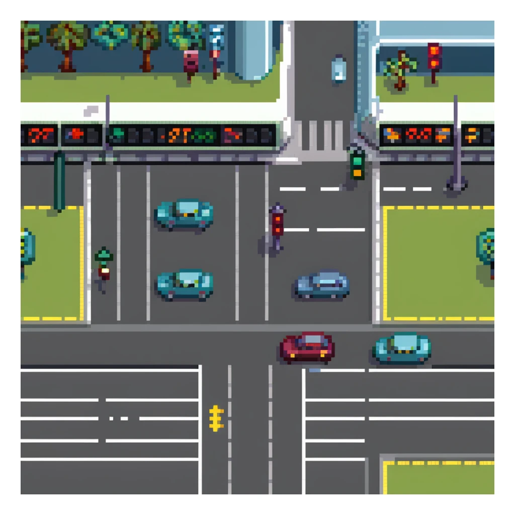 city street with road and traffic lights sticker