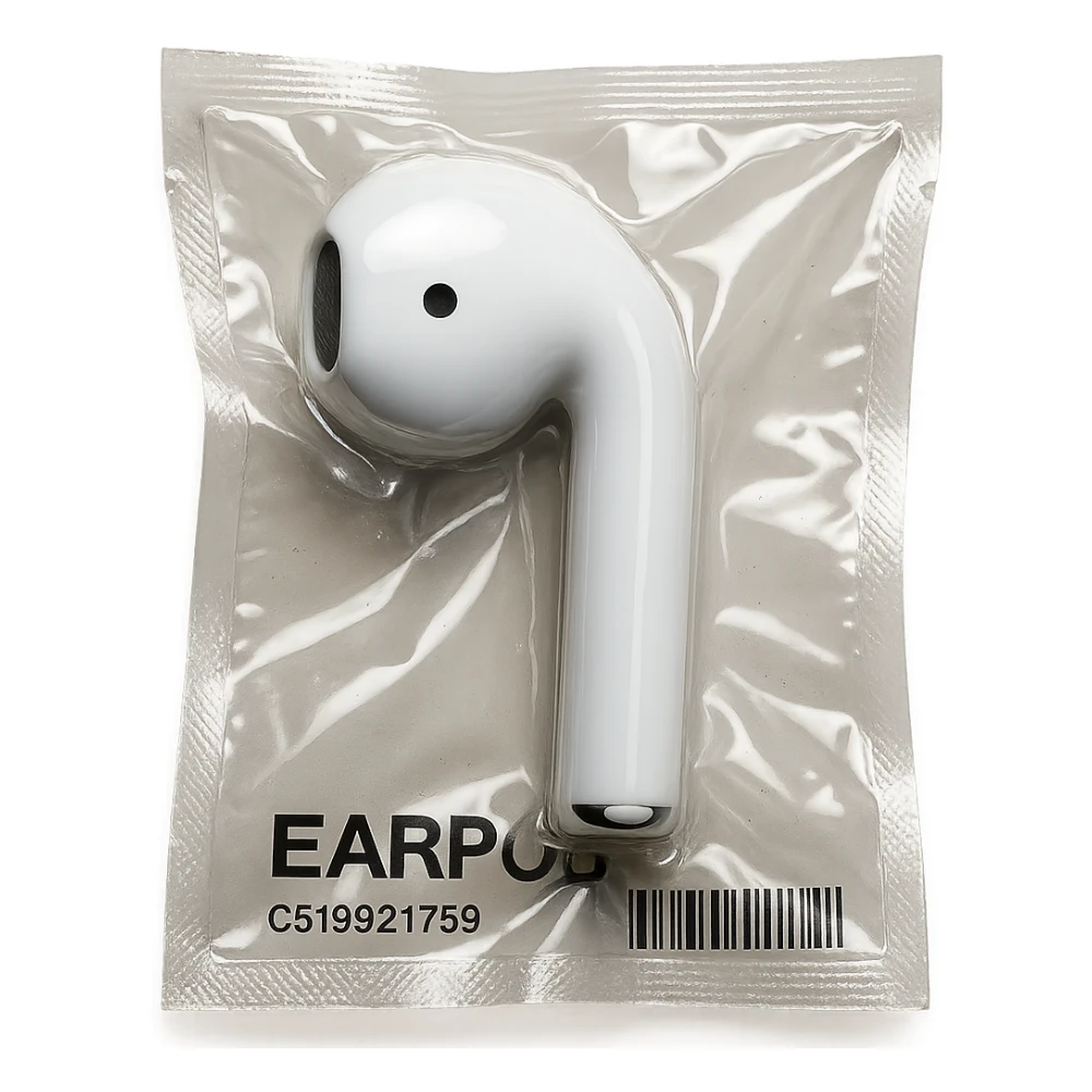 single white EarPod, glossy and puffy sticker