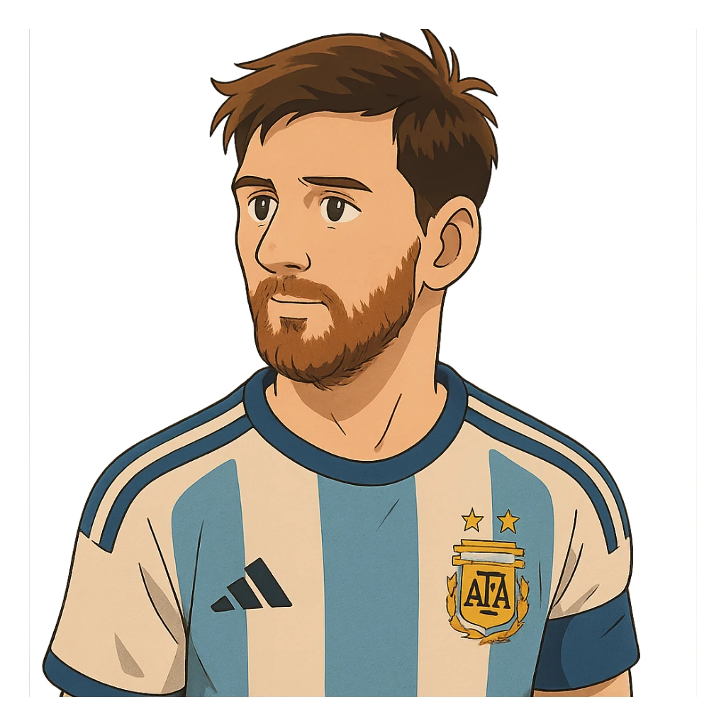 ghibli style illustration of Lionel Messi sticker