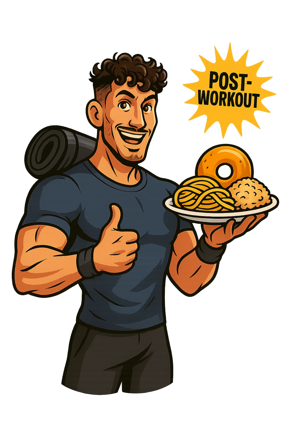 Uomo che sfrutta un timing di nutrienti per mangiare più carbo post workout sticker