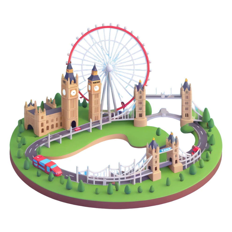 London with iconic landmarks like the London Eye and Tower Bridge sticker