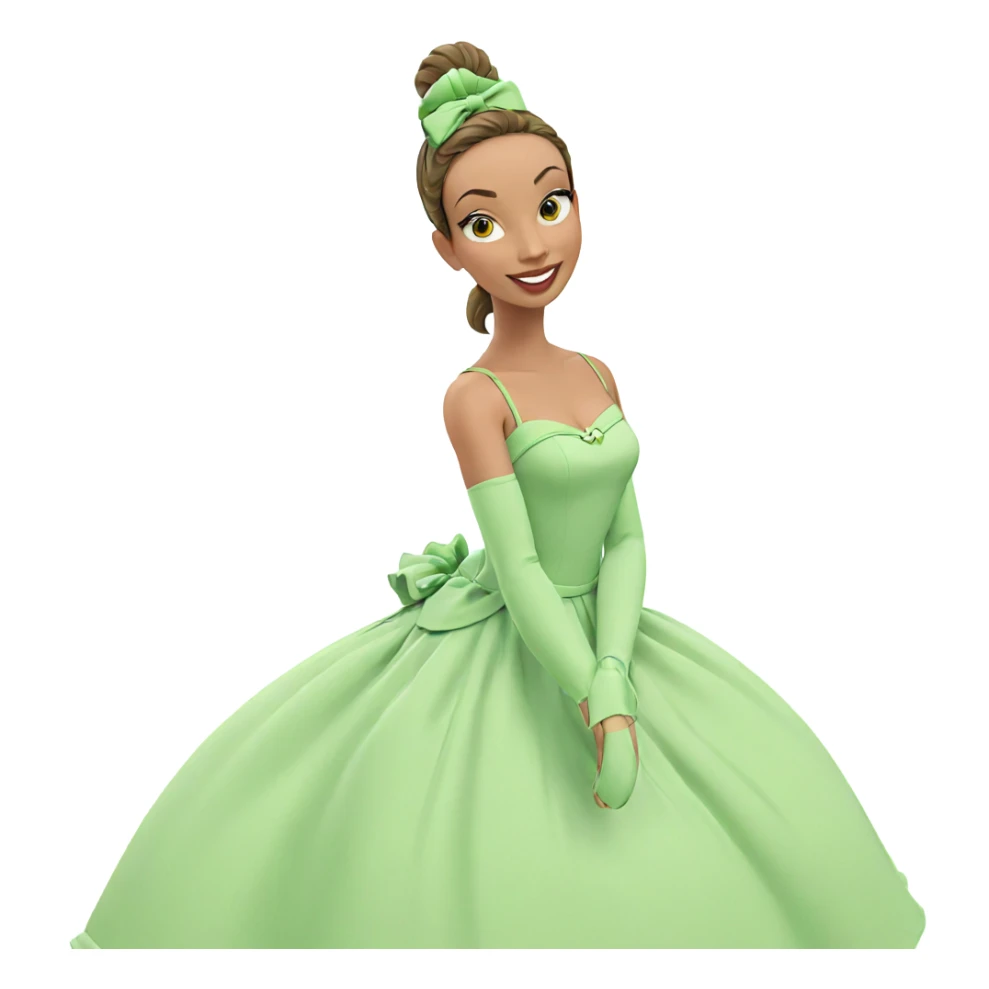 smiling girl in green dress sticker