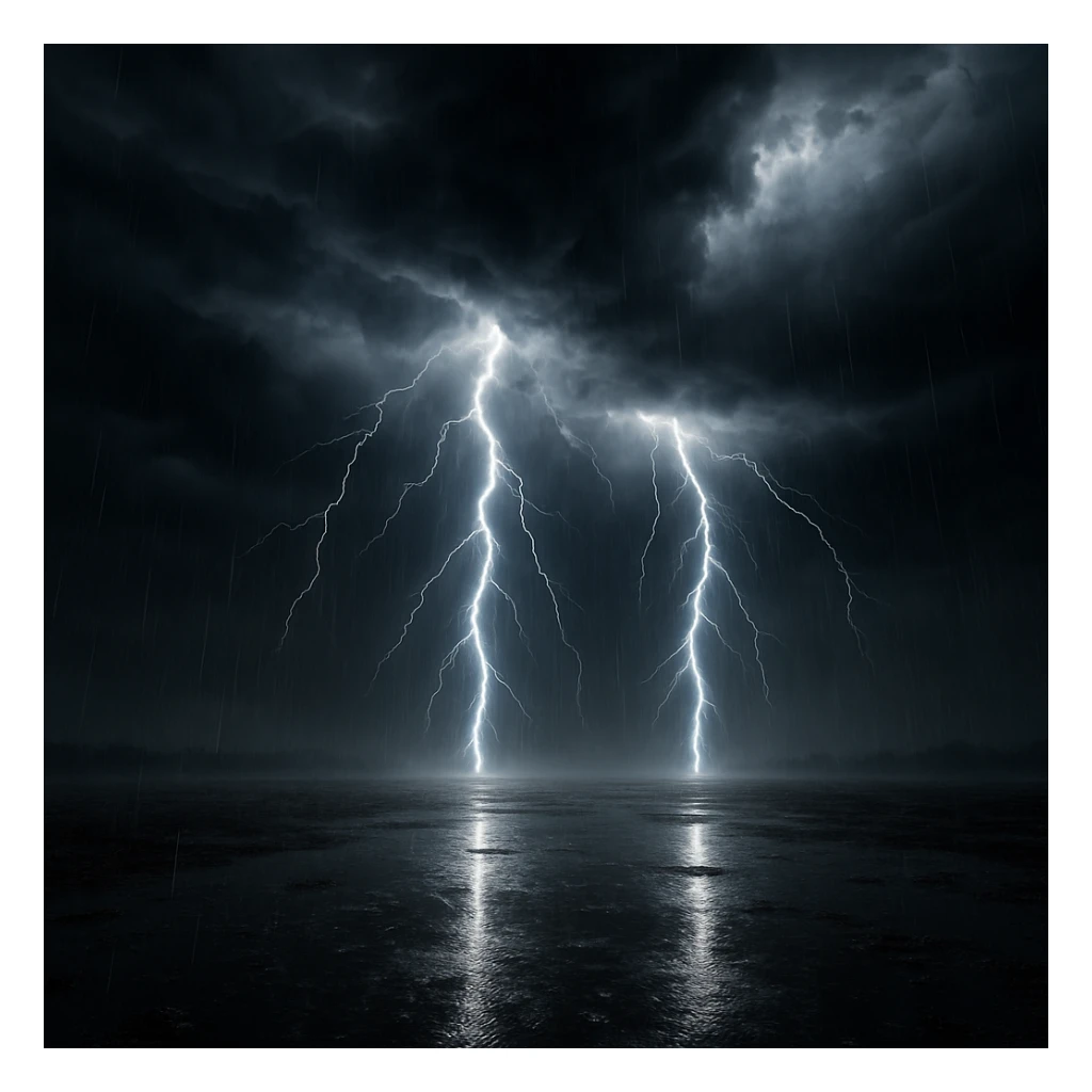 Thunderstorm with lightning and rain. sticker