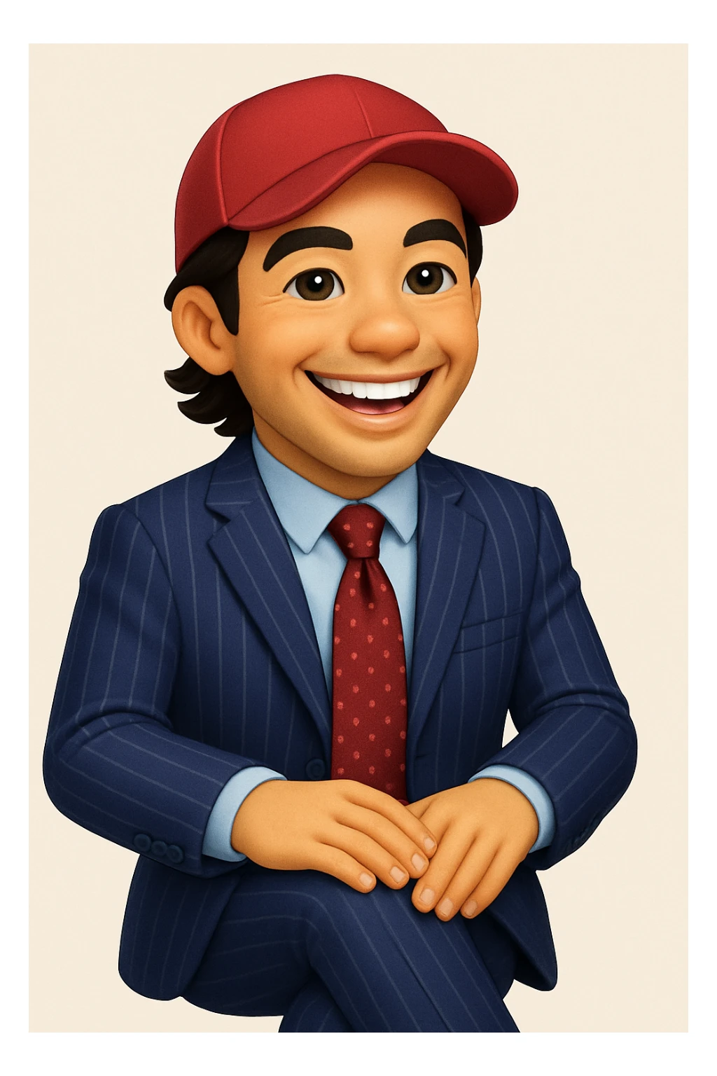 Transform the man in the reference image into an emoji-style character with about 70% realism. Keep the features clear, bold, and expressive like standard emojis but add more realistic facial and clothing details to enhance the lifelike appearance while maintaining the emoji style. sticker