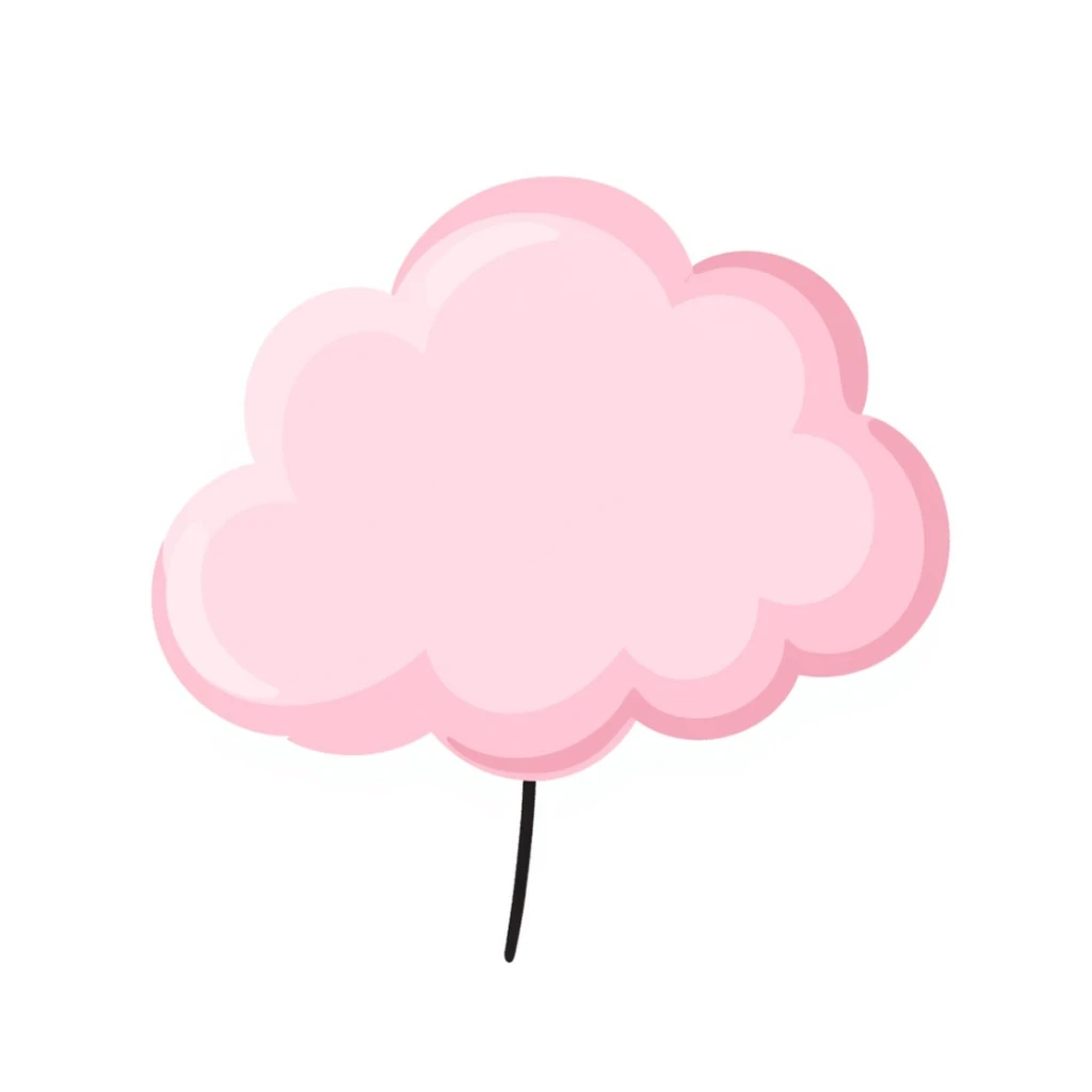 cotton candy in pastel pink, fluffy, smooth, evenly shaped, not stringy or messy sticker