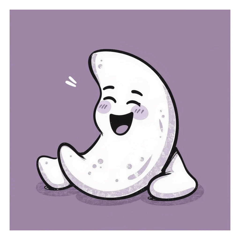 rolling on the floor laughing emoji, hand-drawn chalk style, soft lilac color palette, rough doodle-like texture, pastel chalk on dark surface, aesthetic, emotional, suitable for Telegram channel sticker