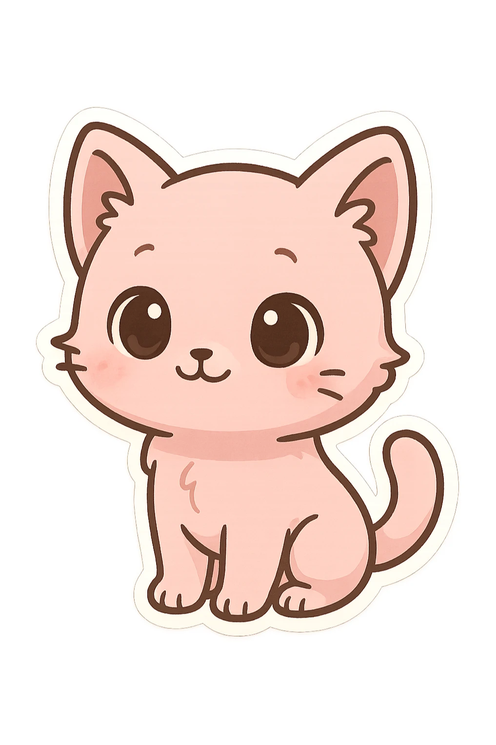 chibi cat, pink, standing, same style as reference, big eyes, cute, sticker style sticker
