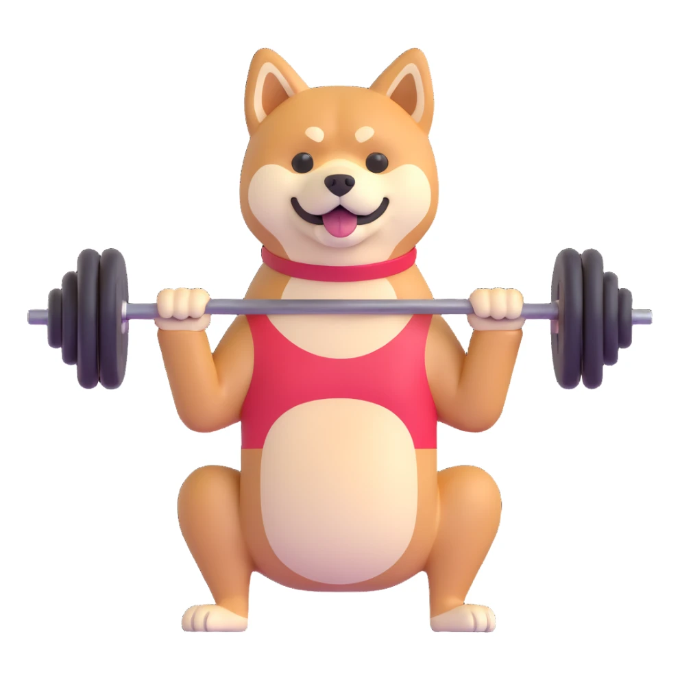 shiba inu at gym doing barebells sticker