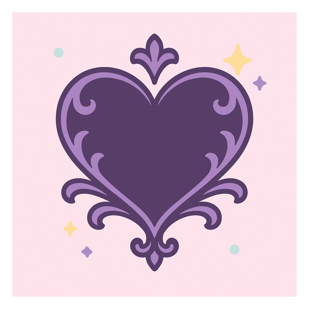 gothic heart with cute sparkles, kawaii style, ornate, dark, elegant sticker