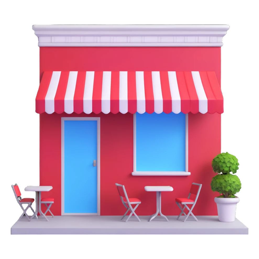 Italian restaurant with red and white awning sticker