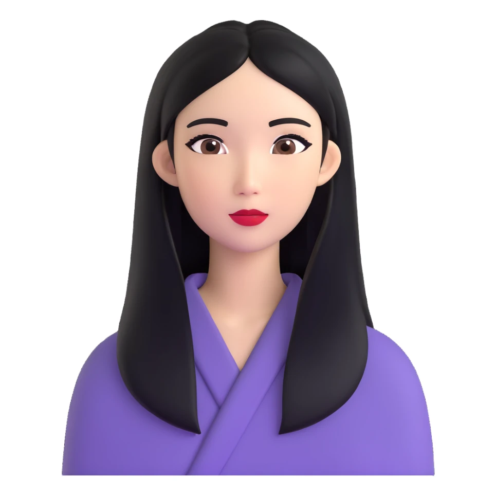 baddie with Asian and Latina features, long straight black hair, makeup sticker