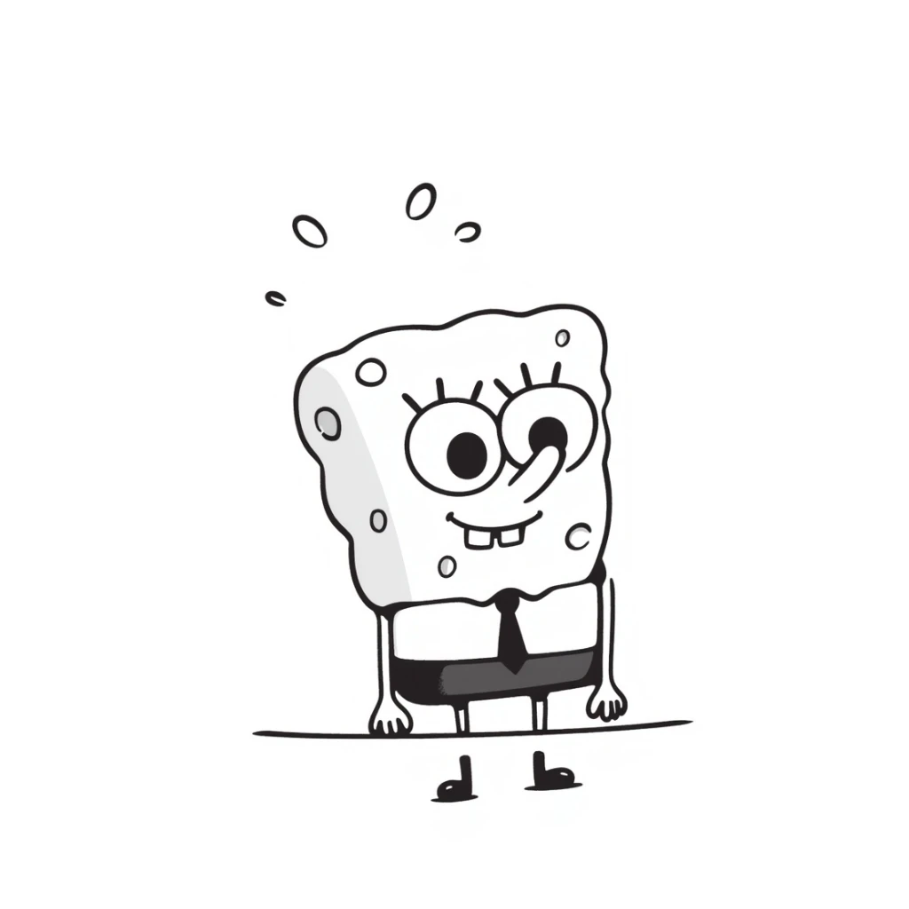 Spongebob Squarepants in hand-drawn doodle style, playful and sketchy sticker