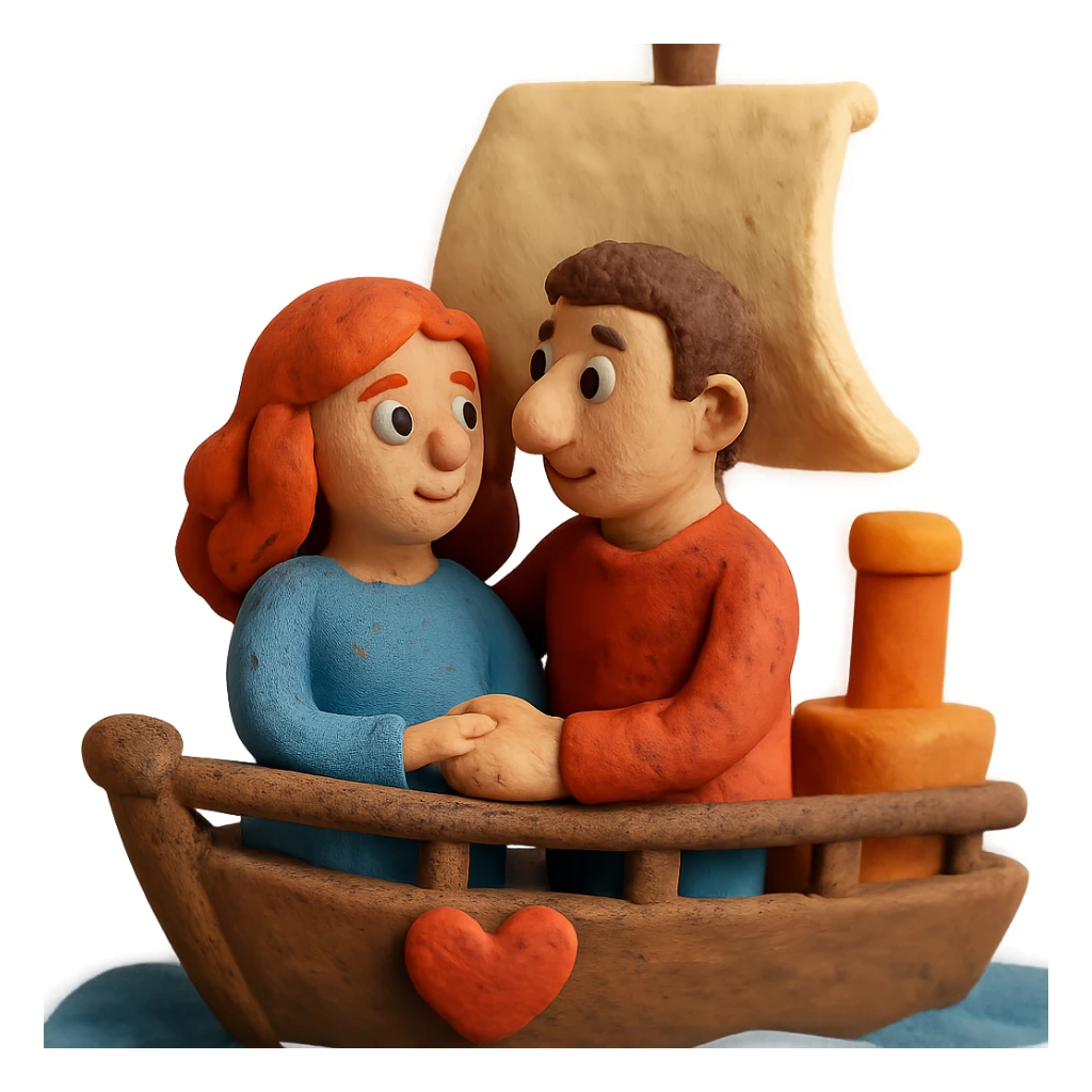 couple in love on a ship sticker