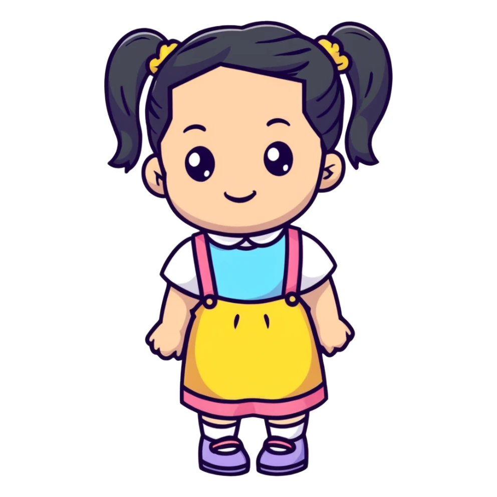 cute cartoon girl with pigtails sticker