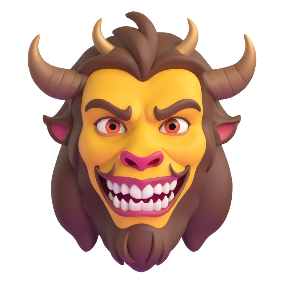 Beast from Beauty and the Beast halfway transformed back to human prince, part beast part human, with human mouth sticker