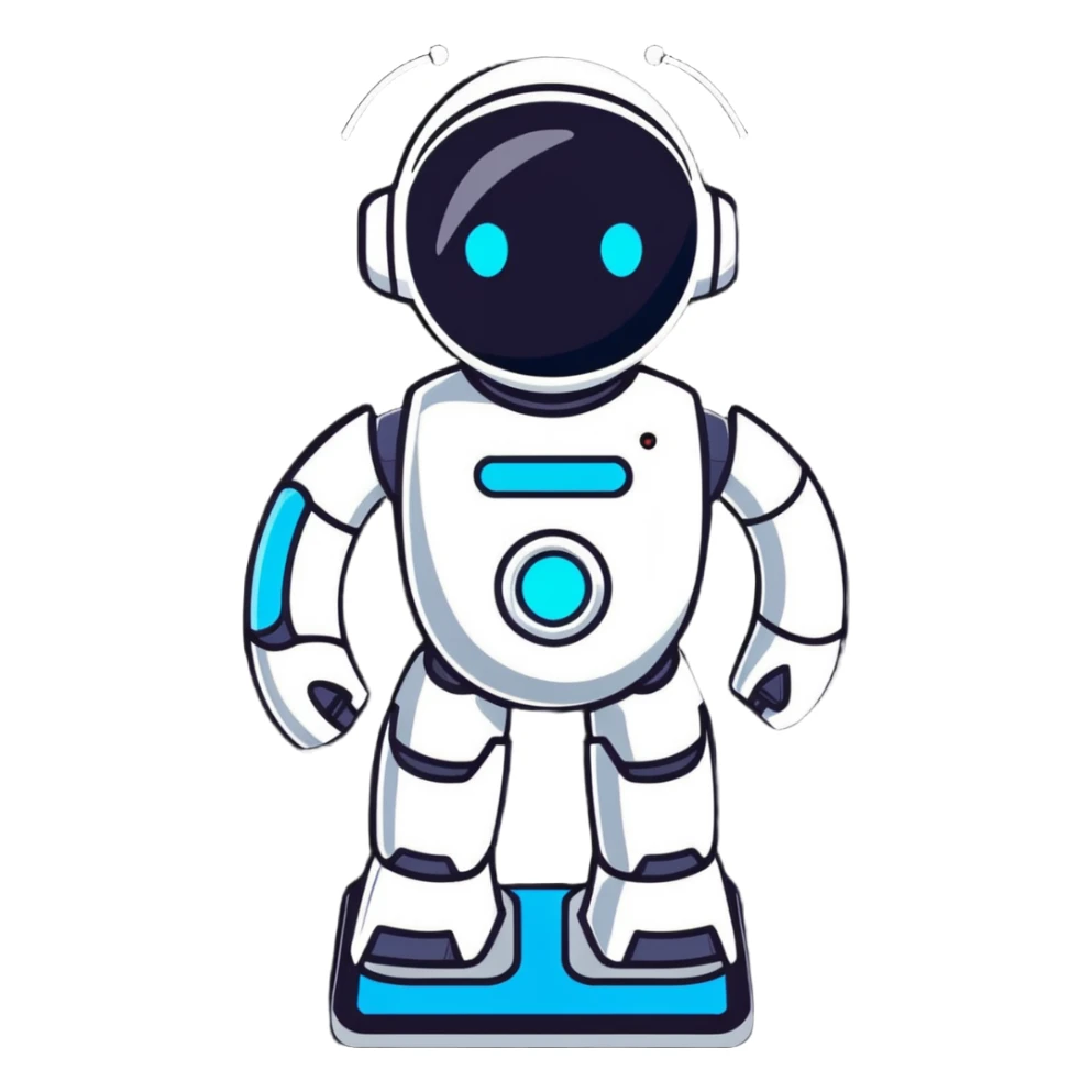 Sleek humanoid robot with chrome body and glowing blue circuitry lines sticker