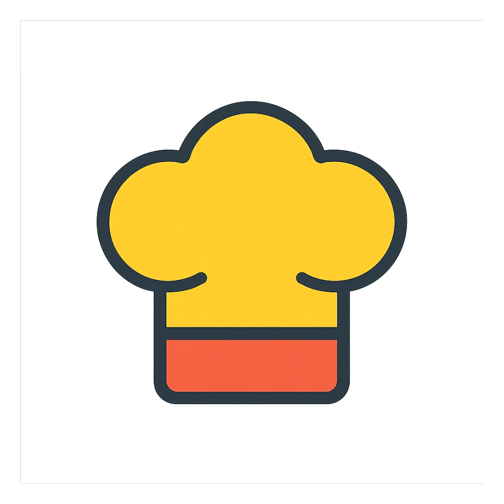 a chief's hat, detailed and recognizable, modern icon style, colorful, clean lines sticker