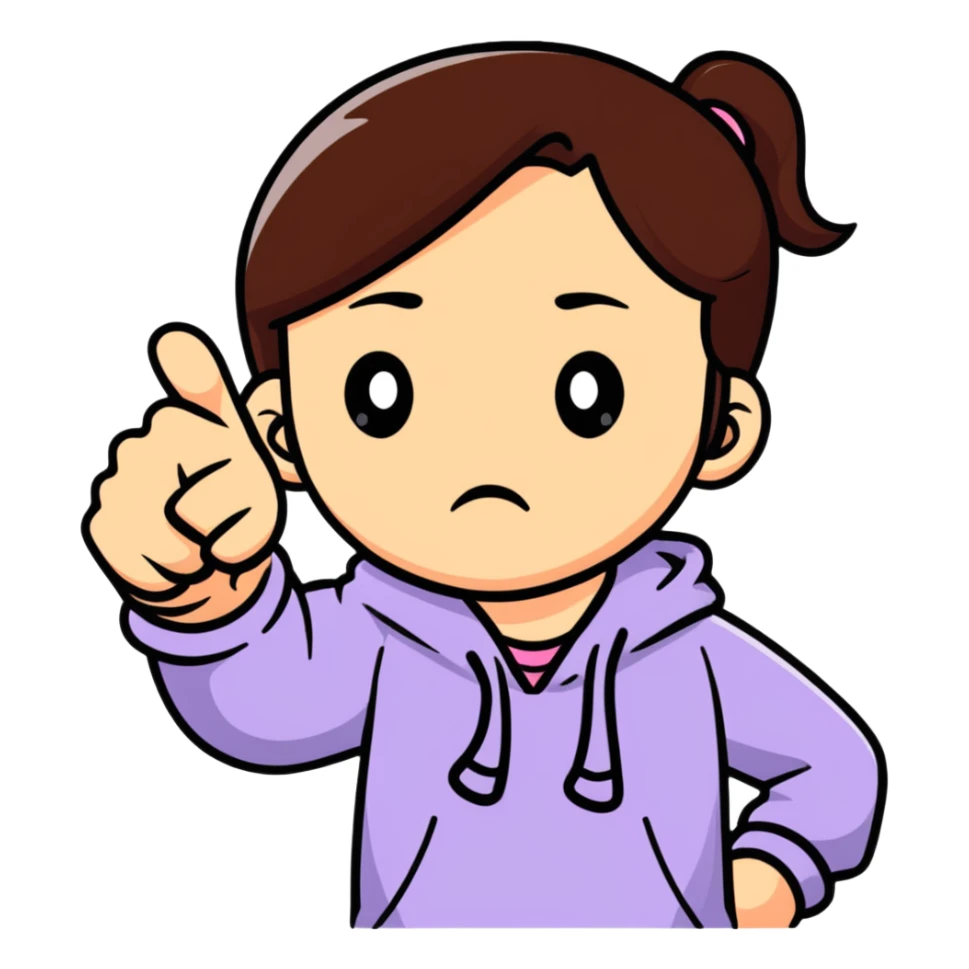cartoon sticker of a girl showing thumbs down sticker