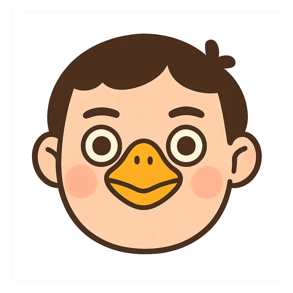face with yellow chick beak, digital illustration sticker