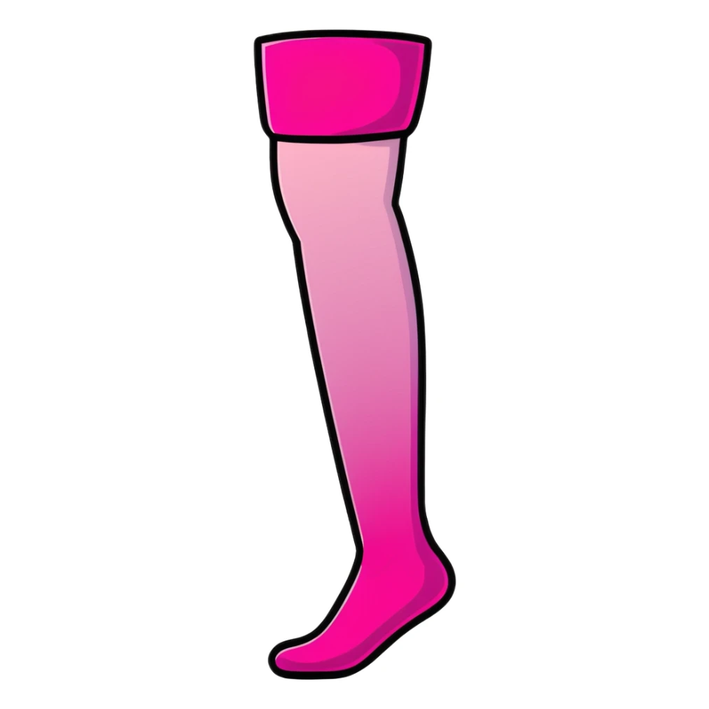 Cute minimalist girl silhouette in bright pink gradient, transparent glass style, with stockings sticker