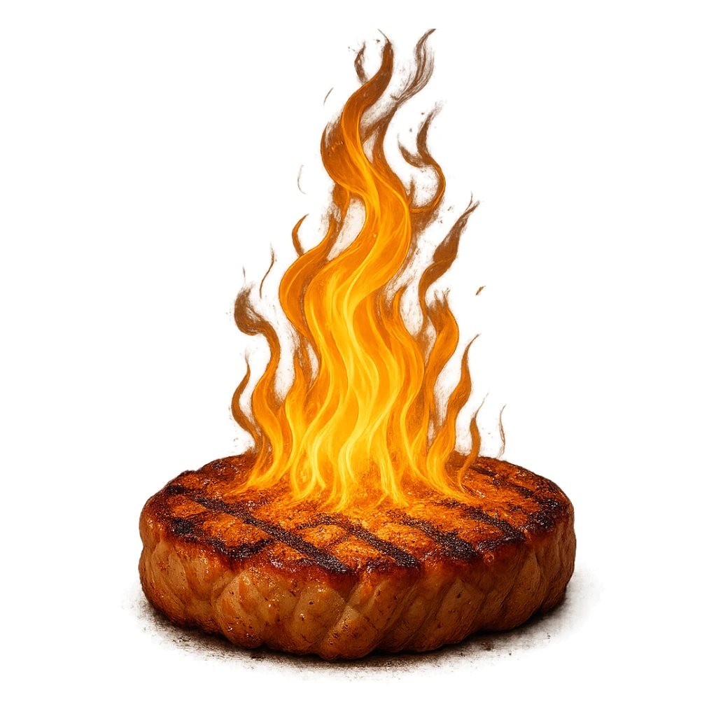 fiamma su cibo, metabolismo iperrealistico sticker