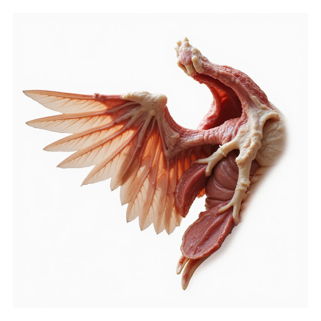 anatomical scapulae with wings, well highlighted and detailed, isolated on white background, realistic style sticker