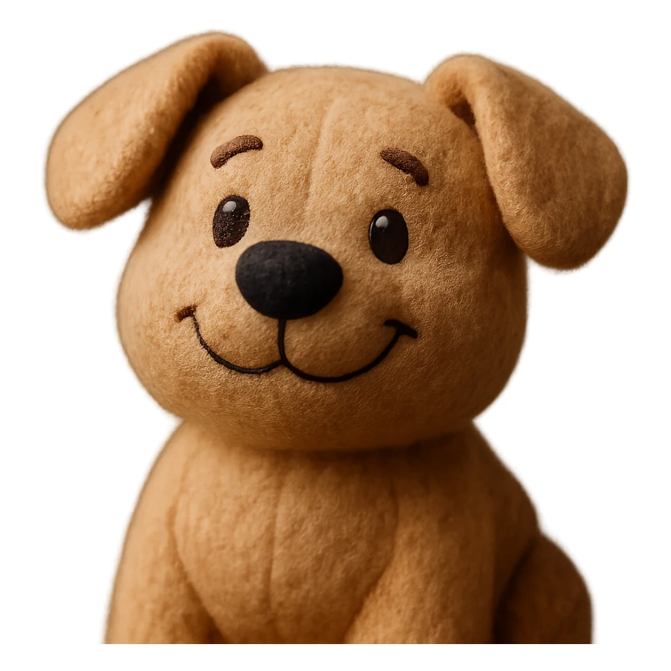 a happy dog plush portrait, fluffy and cute sticker
