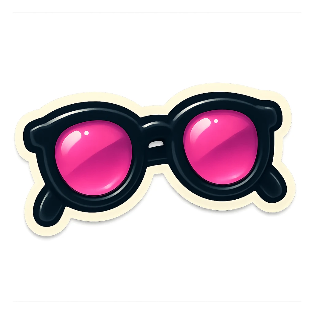 black and pink sunglasses, cute and stylish, vintage sticker look sticker