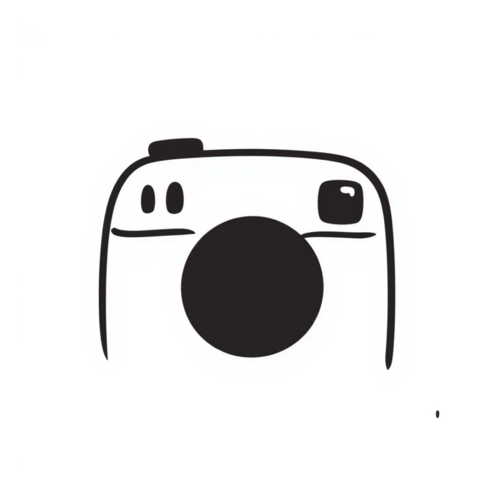 Instagram logo, hand-drawn doodle style, playful, no text sticker