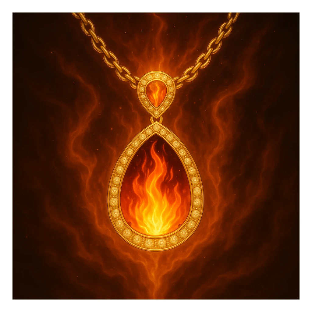 Replace the dark void with a small, powerful flame inside the pendant sticker