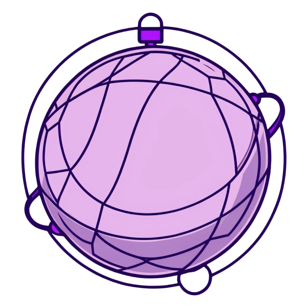 world globe with a connected network, purple and light pink colors sticker
