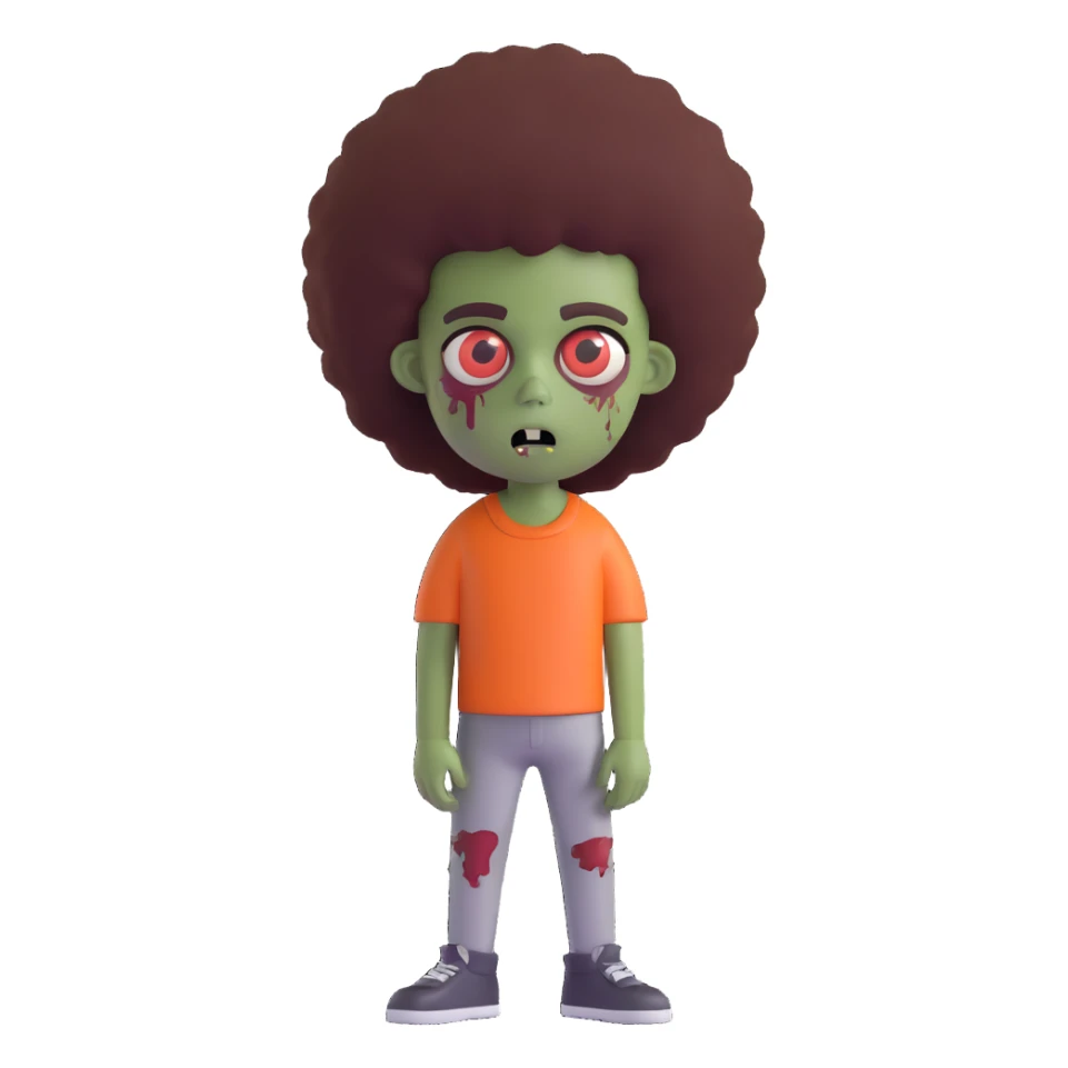 boy zombie with afro tapered African American hair sticker