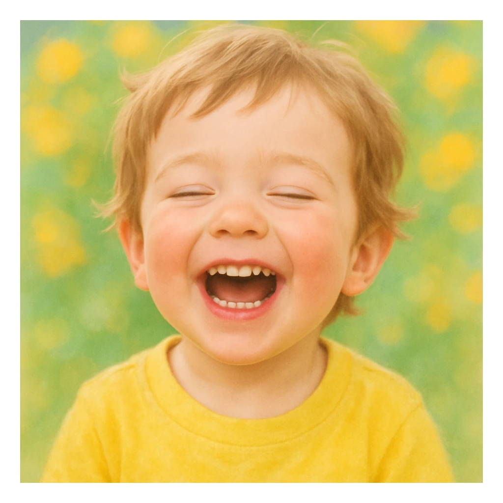 happy emotion, child laughing with eyes closed sticker