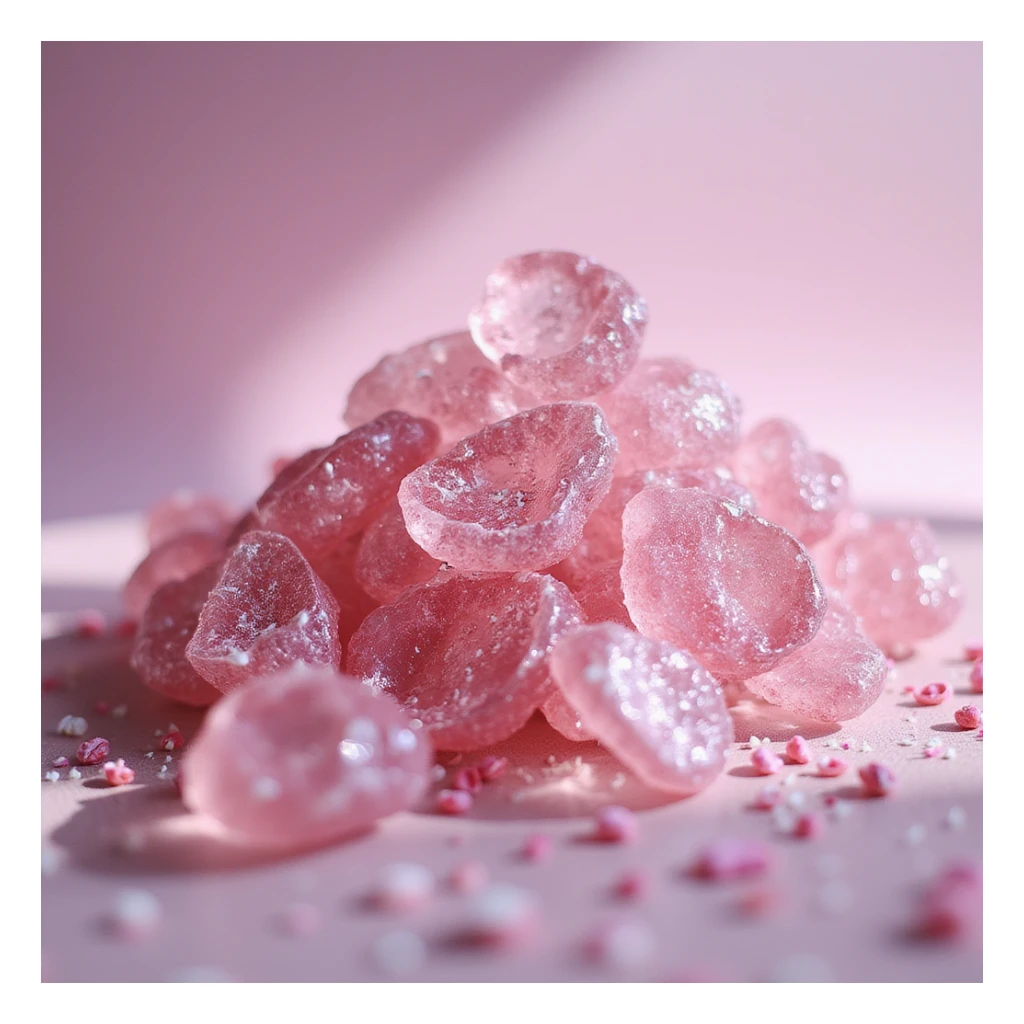fantasy pink crystal candy, photorealistic style sticker