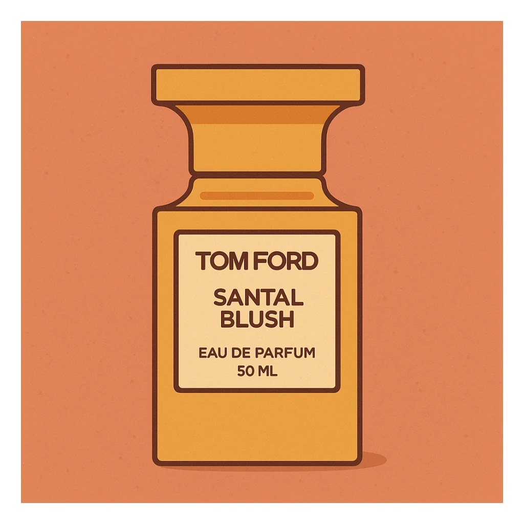 Flat toon style illustration of Tom Ford santal blush perfume  sticker