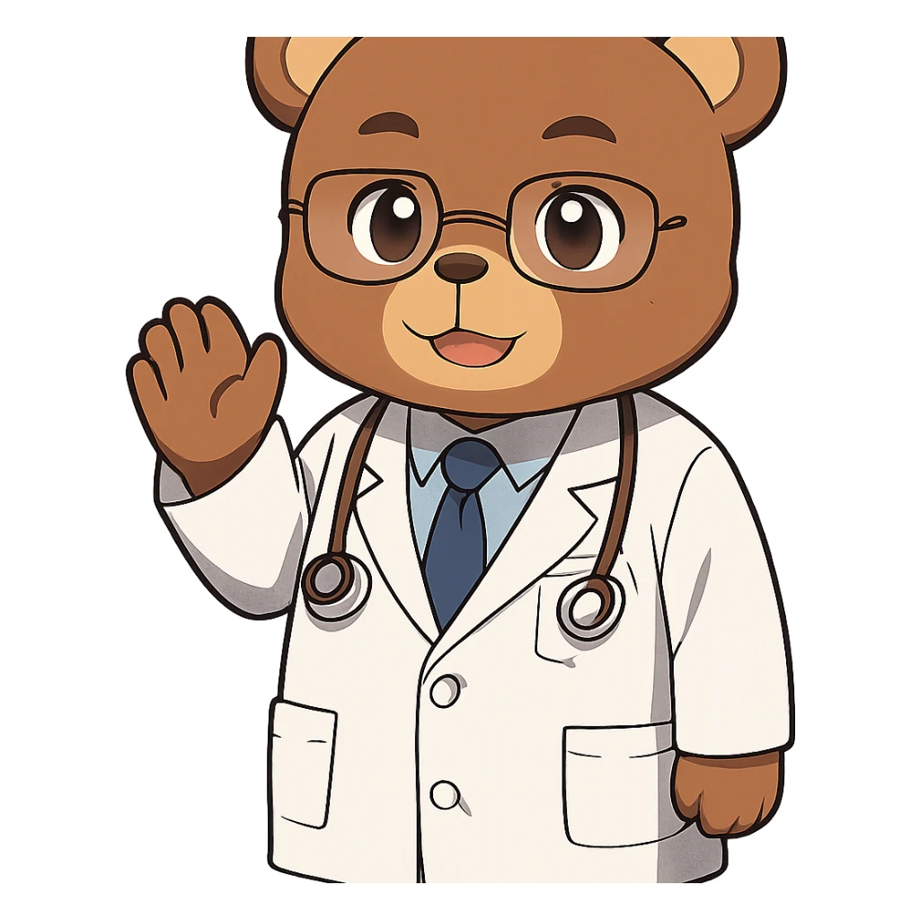 anime style bear as a doctor sticker
