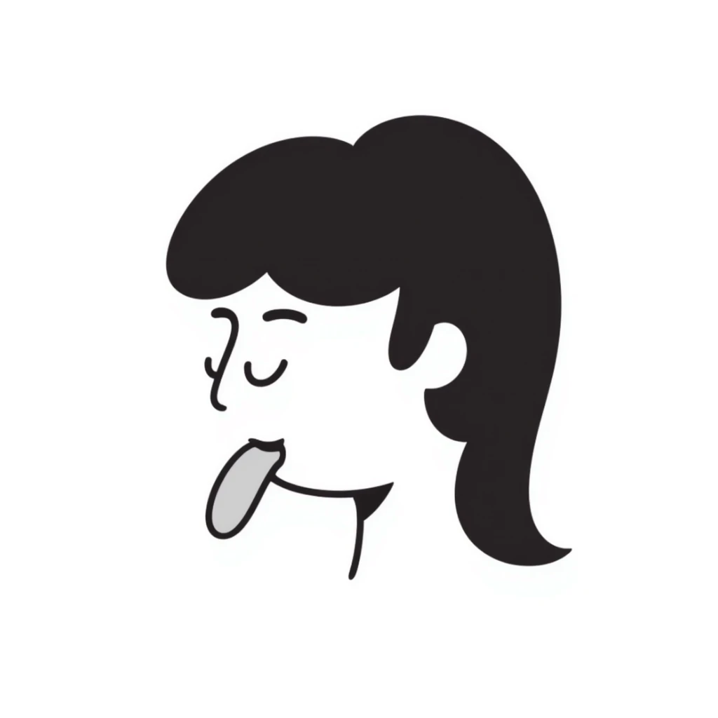hand-drawn doodle of a person mewing, side profile sticker