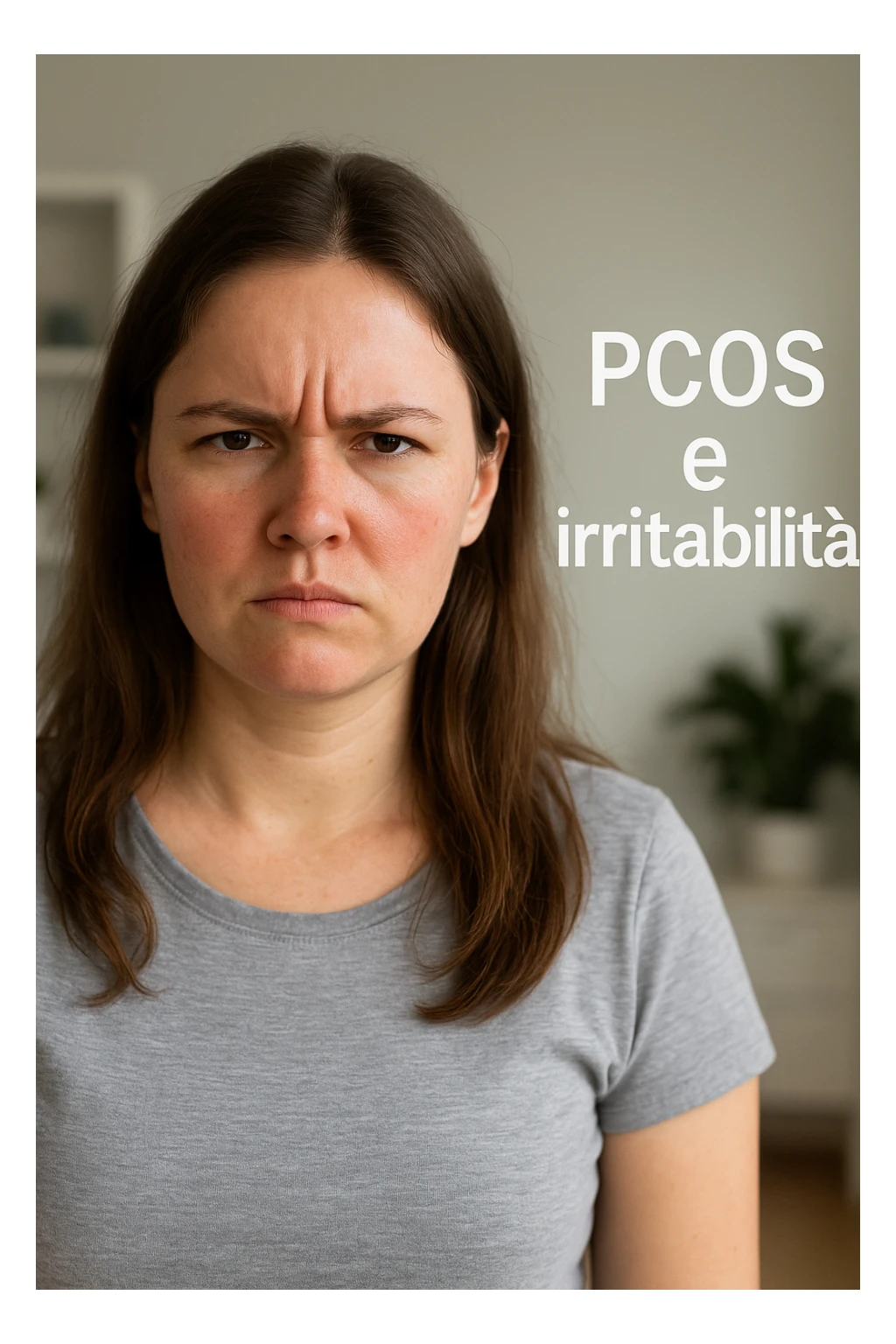 Donna con pcos e irritabilità come sindrome evidente immagine realistiche in italiano sticker