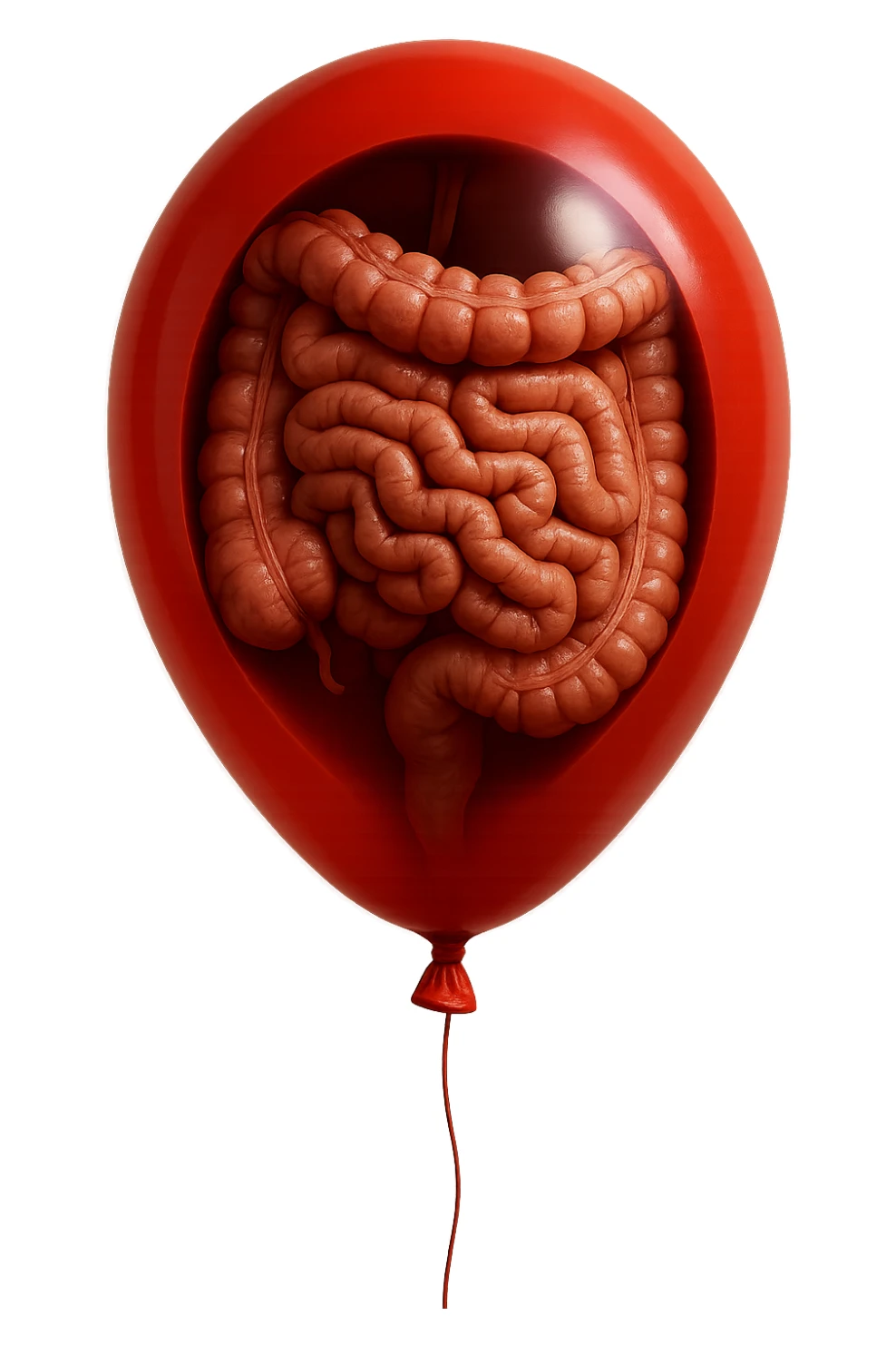 palloncino rosso con intestino anatomico realistico chiuso dentro, IPERREALISTICO 4K sticker