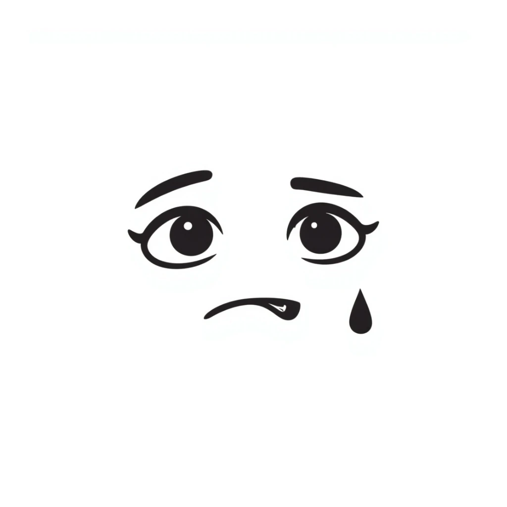 hand-drawn sad face with single tear sticker