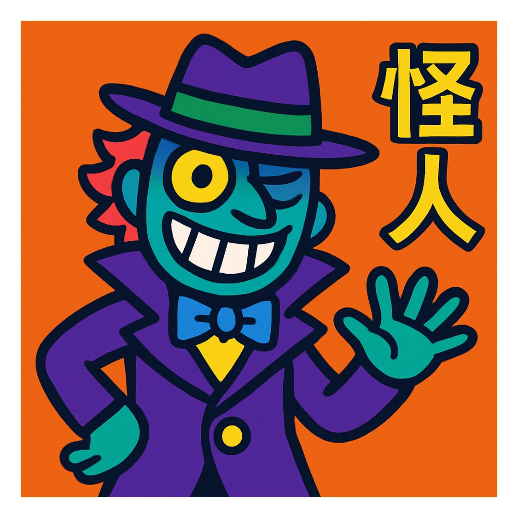 怪人, vibrant cartoon style, colorful and expressive sticker