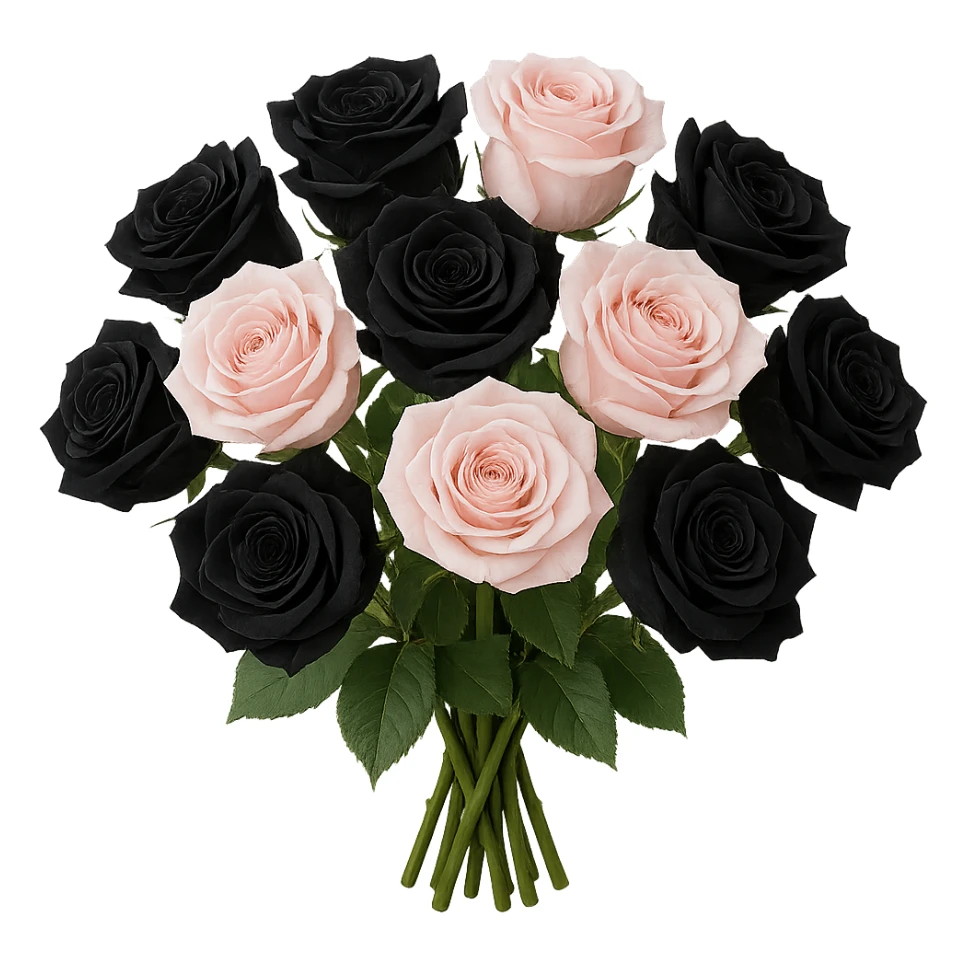 bouquet of black and pink roses , remove background sticker