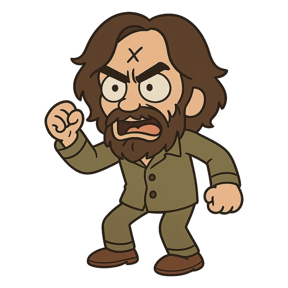 miniature cartoon Charles Manson sticker