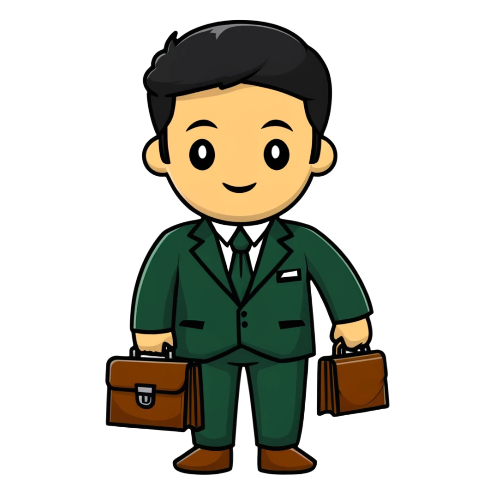 Professional Pakistani diplomat in traditional formal clothing with briefcase sticker